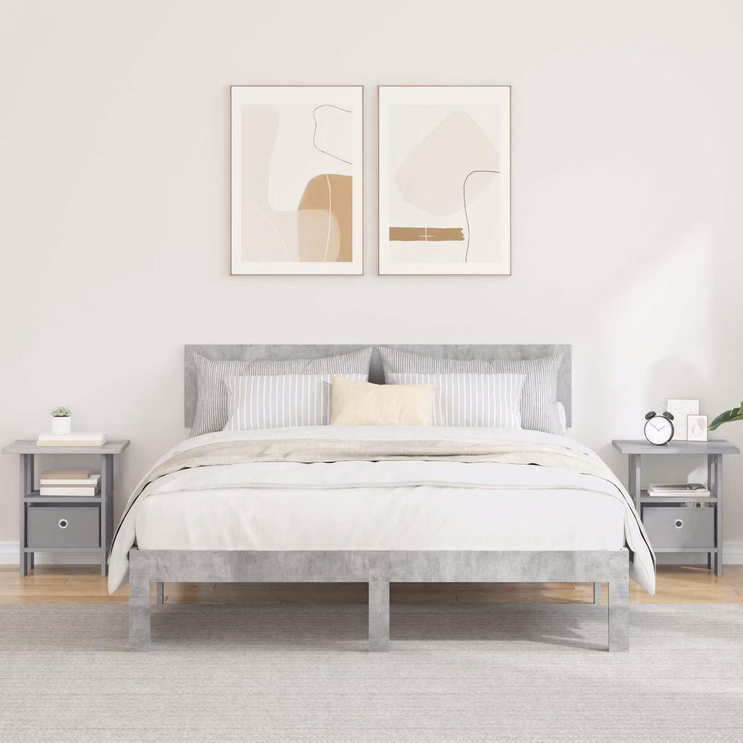 Set di 2 comodini vidaXL moderni in colore grigio, L 41 cm x P 40 cm x H 45 cm