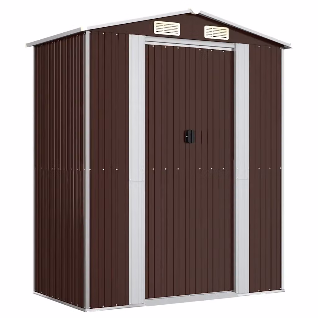 Capanno da Giardino Videx in Acciaio Zincato Marrone con Porte Scorrevoli e Apertura a Capanna L: 192 cm, P: 108 cm, H: 223 cm – 2