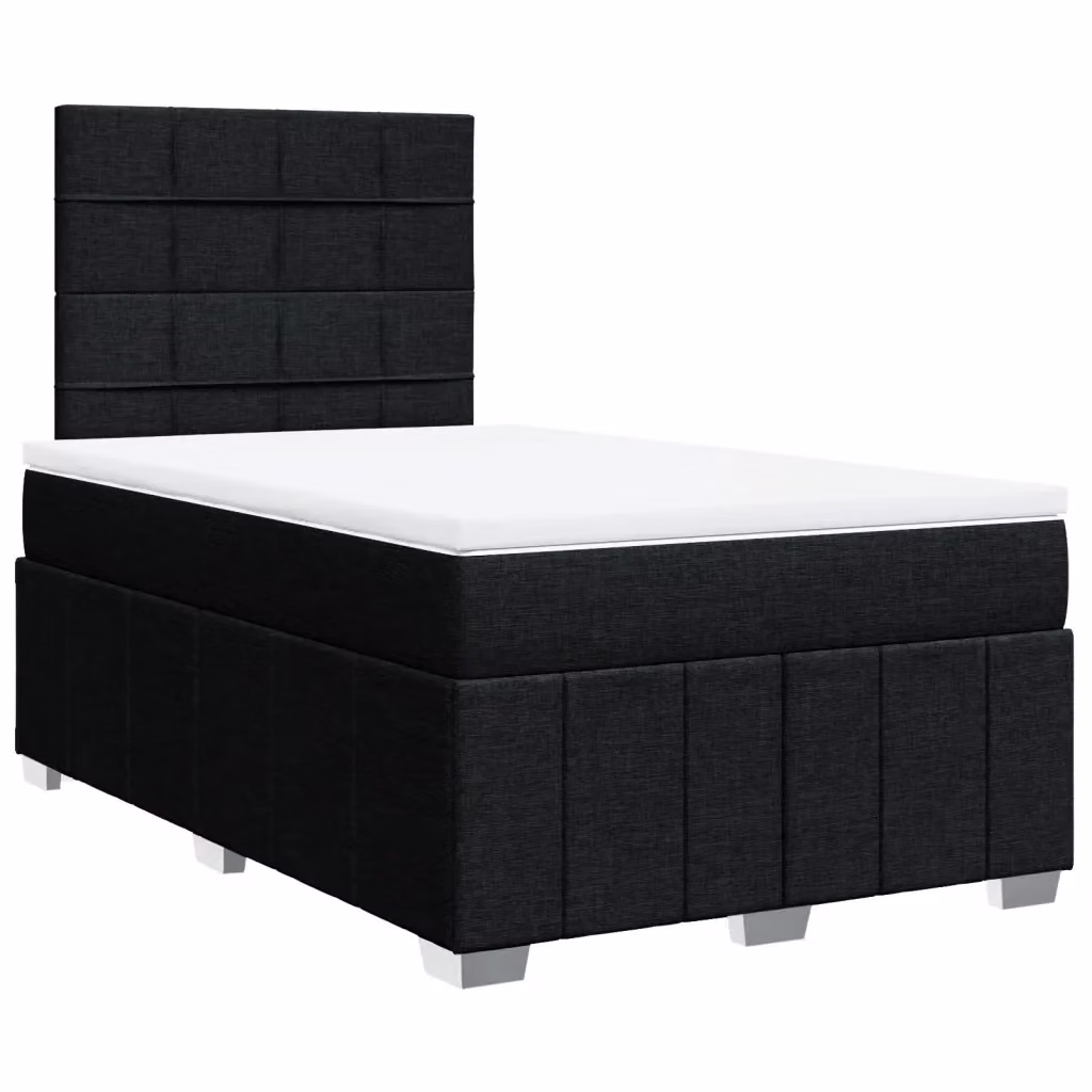 Letto Ibrido vidaXL con Giroletto a Molle e Materasso in Tessuto Nero e Bianco L/P/H: 120 x 190 cm – 2