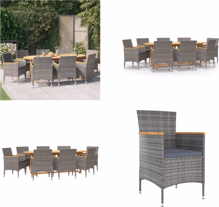 vidaXL Set da pranzo da giardino 9 pezzi con cuscini nero - Set da pranzo da giardino - Set da pranzo da giardino - Set da pranzo da esterno - Set da pranzo da terrazza
