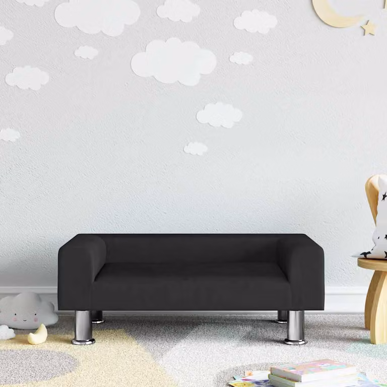Divano per bambini vidaXL in velluto nero L: 70 cm, P: 45 cm, H: 26,5 cm