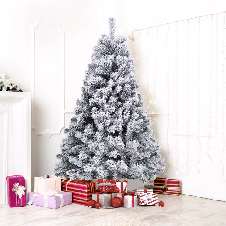 Albero di Natale Ikodm, altezza 150 cm, con effetto neve, 550 punte, abete artificiale molto folto, con base in metallo