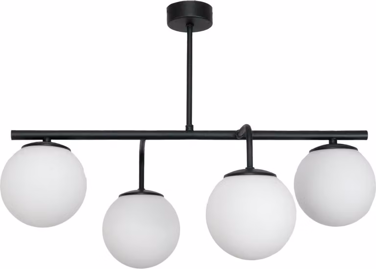 Classico Plfondiere Nero Con Lampadine A Sfera In Vetro Bianco 15-381 Baster