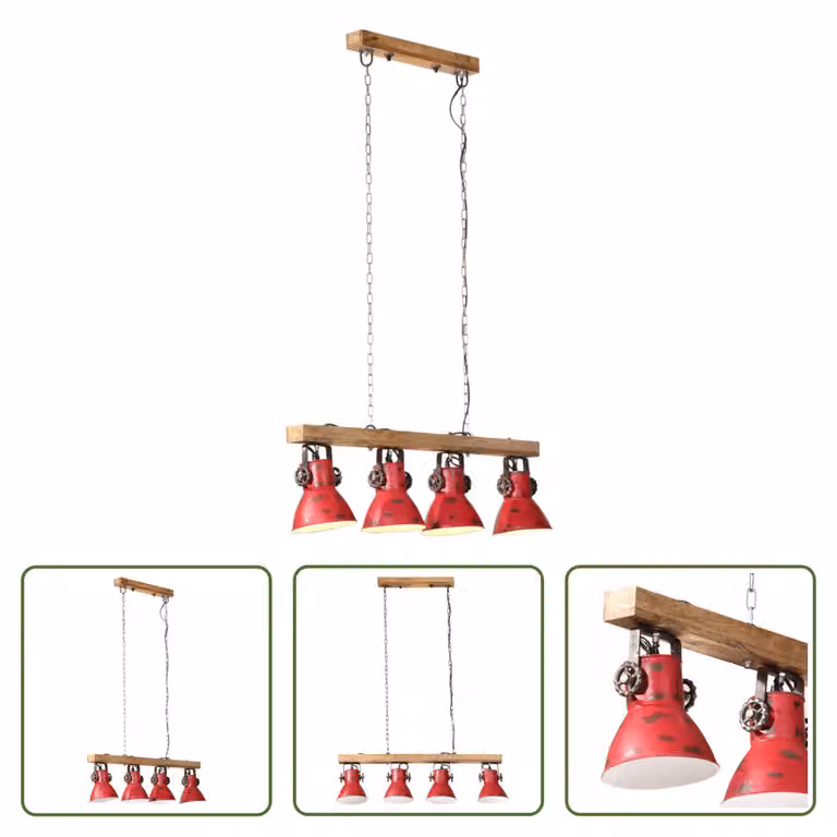 The Living Store Plafoniera 25 W Rosso 90x24x111 cm E27