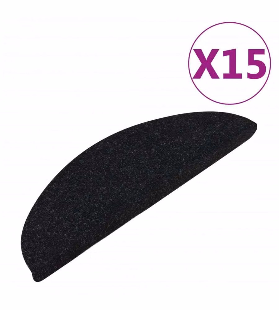 vidaXL Set di 15 Tappeti Adesivi Antiscivolo per Scale in Poliestere e Polipropilene, Colore Nero, L 56 x P 20 x H 3,5 cm – 2