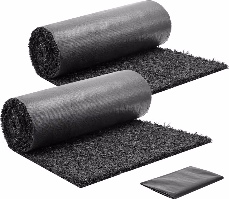 SucceBuy Telo pacciamante in gomma, 2 rotoli da 244x61 cm, spessore 1,3 cm, telo antierbacce, telo da giardino, barriera antierbacce, telo per bordure, telo per vialetti, bordatura da giardino per architettura paesaggistica