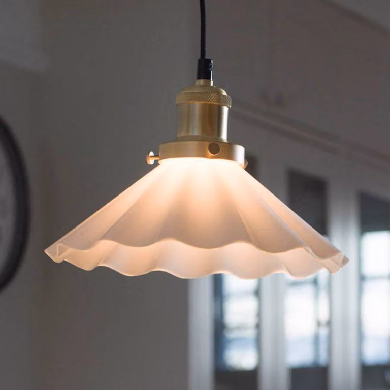 PR Home August lampada a sospensione in vetro Ø 25 cm, spina August, dimmerabile, Bianco / Opale, Soggiorno / Sala da pranzo, Vetro, Industriale