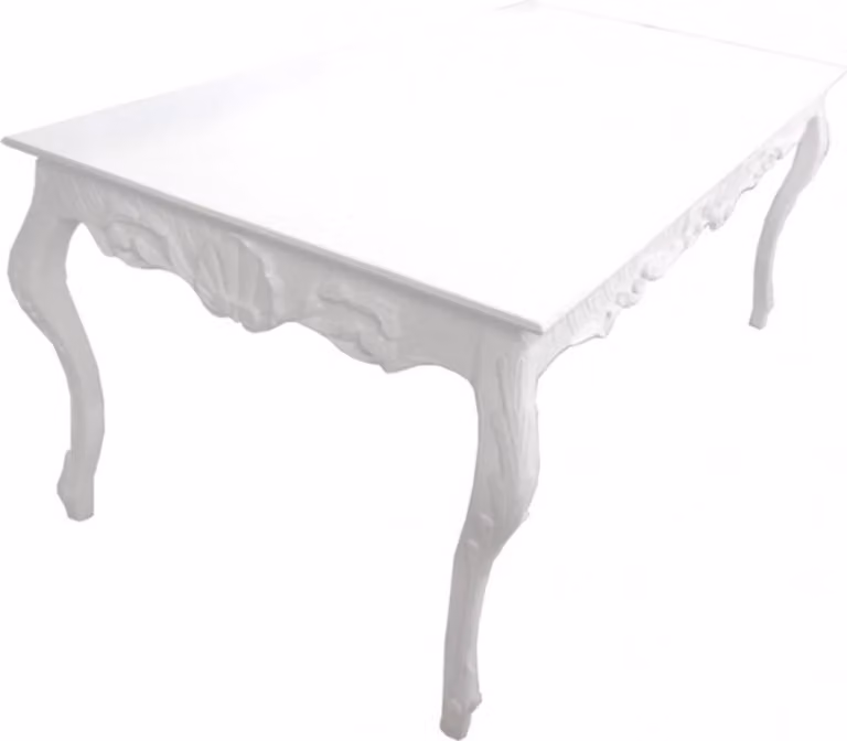 Tavolo da pranzo Casa Padrino in stile barocco shabby chic, colore bianco, dimensioni: lunghezza 205 cm x larghezza 104 cm x altezza 82 cm