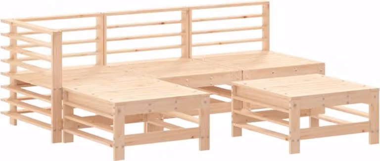Set Salotto da Giardino 5 pz in Legno Massello di Pino
