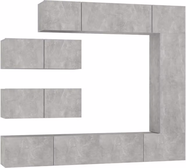 Set di Mobili Porta TV da 7 Pezzi Design In in Legno Multistrato Grigio Opaco con Supporto a Parete per il Tuo Soggiorno – 1