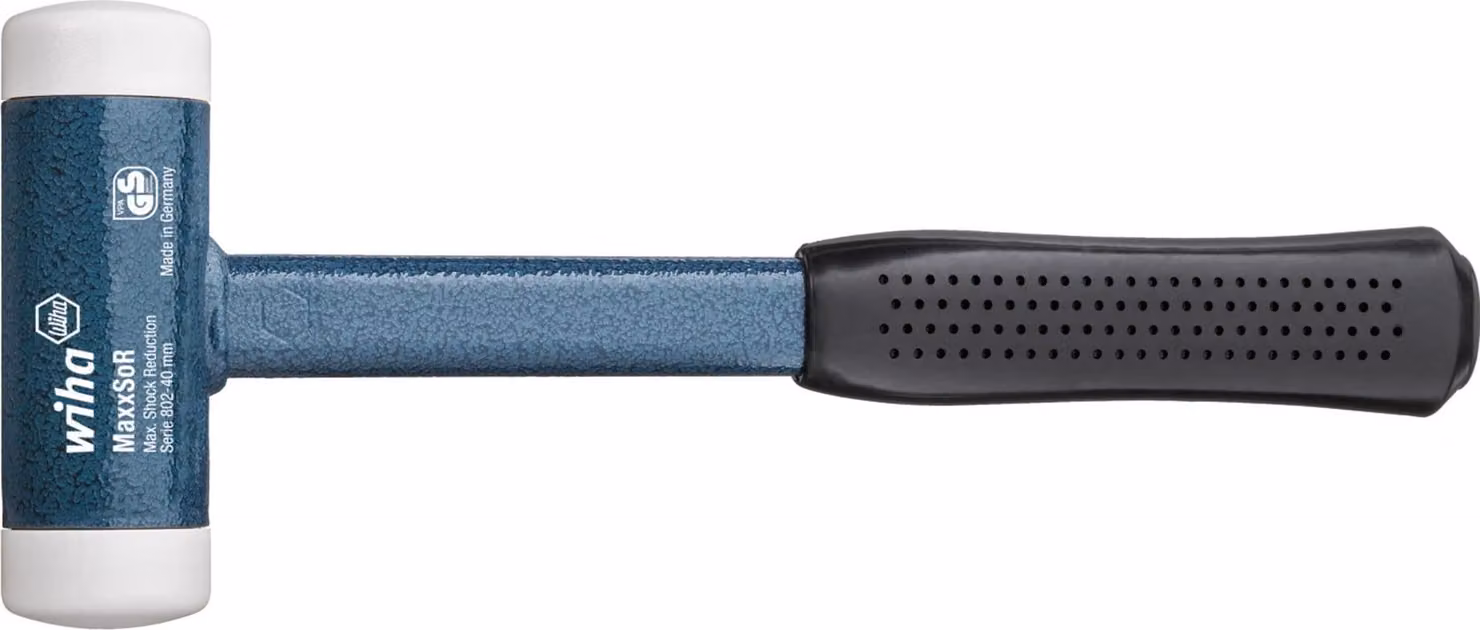Mazza Wiha soft-face non ribattuta, molto dura con manico in acciaio tubolare, testa tonda a percussione 50 mm