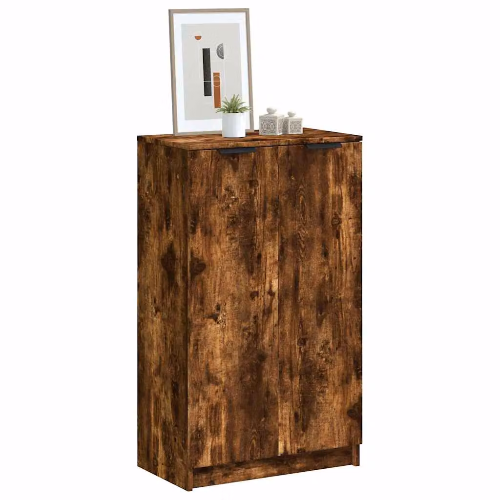 Scarpiera moderna vidaXL in legno rovere fumo con ante a battente, L: 59 cm, P: 35 cm, H: 100 cm