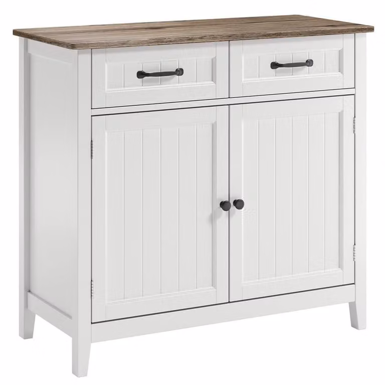 Credenza da cucina con 2 cassetti e 2 ante, piano di lavoro, colore grigio