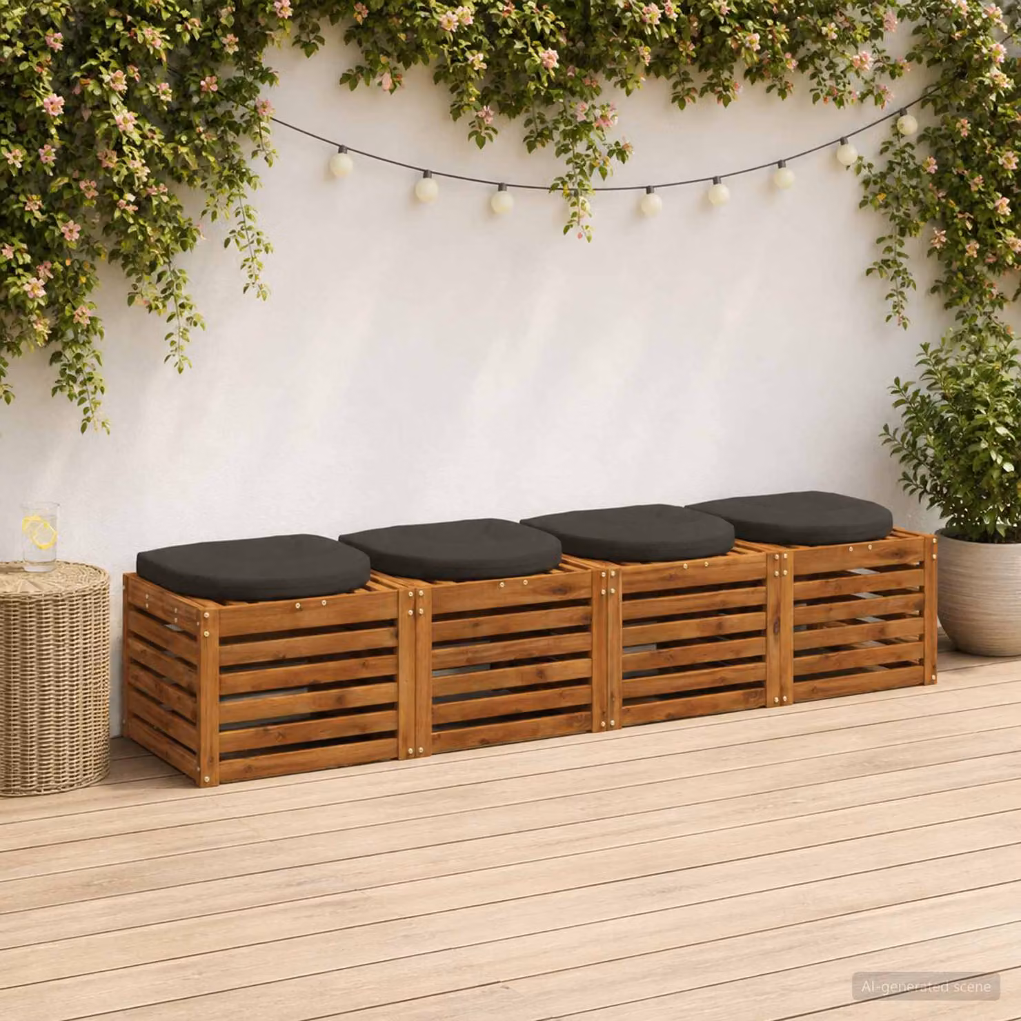 Set di 4 cuscini per sedia vidaXL in poliestere, colore antracite, design moderno e quadrato