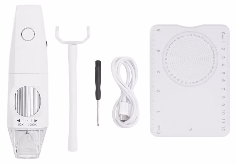 Microscopio digitale wireless da 2 MP, con ingrandimento da 50x a 1000x, videocamera USB portatile per ispezioni con supporto regolabile e 8 luci a LED per l'analisi dei peli cutanei