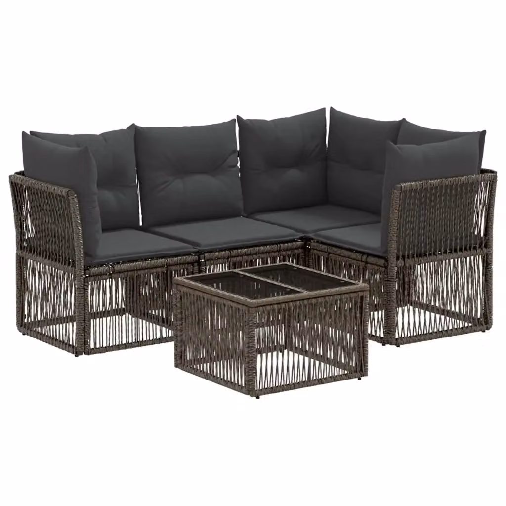 Set Divano da Giardino a L con Tavolino vidaXL, 5 Pezzi, Grigio, con Cuscini Imbottiti e Struttura in Metallo – 2
