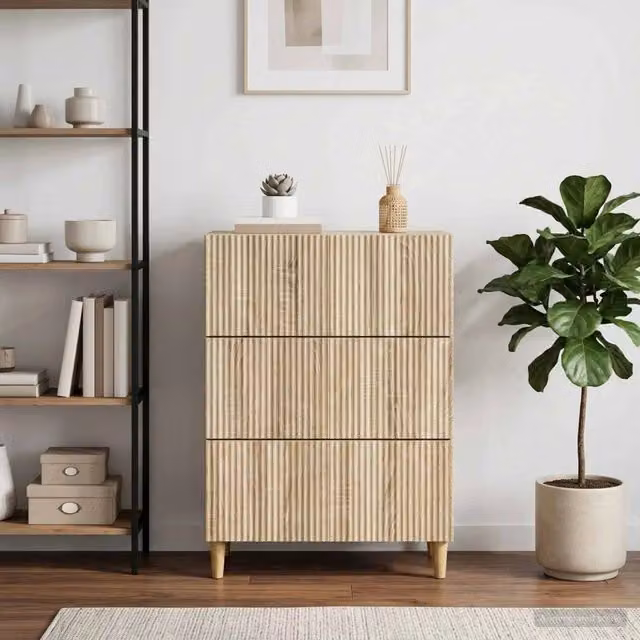 Mobile con Cassetti Moderno vidaXL in Legno MDF Colore Marrone e Beige L/P/H: 66 x 34,5 x 90 cm – 1