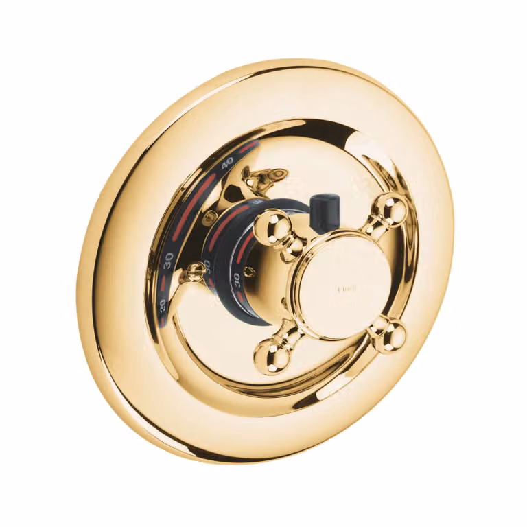 KLUDI 1926 : robinetterie thermostatique encastrée, poignée en croix, limiteur d'eau chaude à 40 °C, sans robinet d'arrêt, 517194520, 517194520