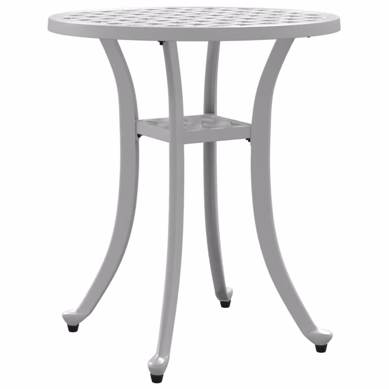 Tavolo da Giardino Bianco Ø48x53 cm in Alluminio Pressofuso