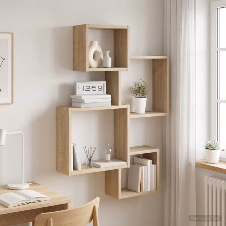 vidaXL Mensole Cubo da Parete in Rovere Sonoma, Design Moderno per Soggiorno o Ufficio, Marrone