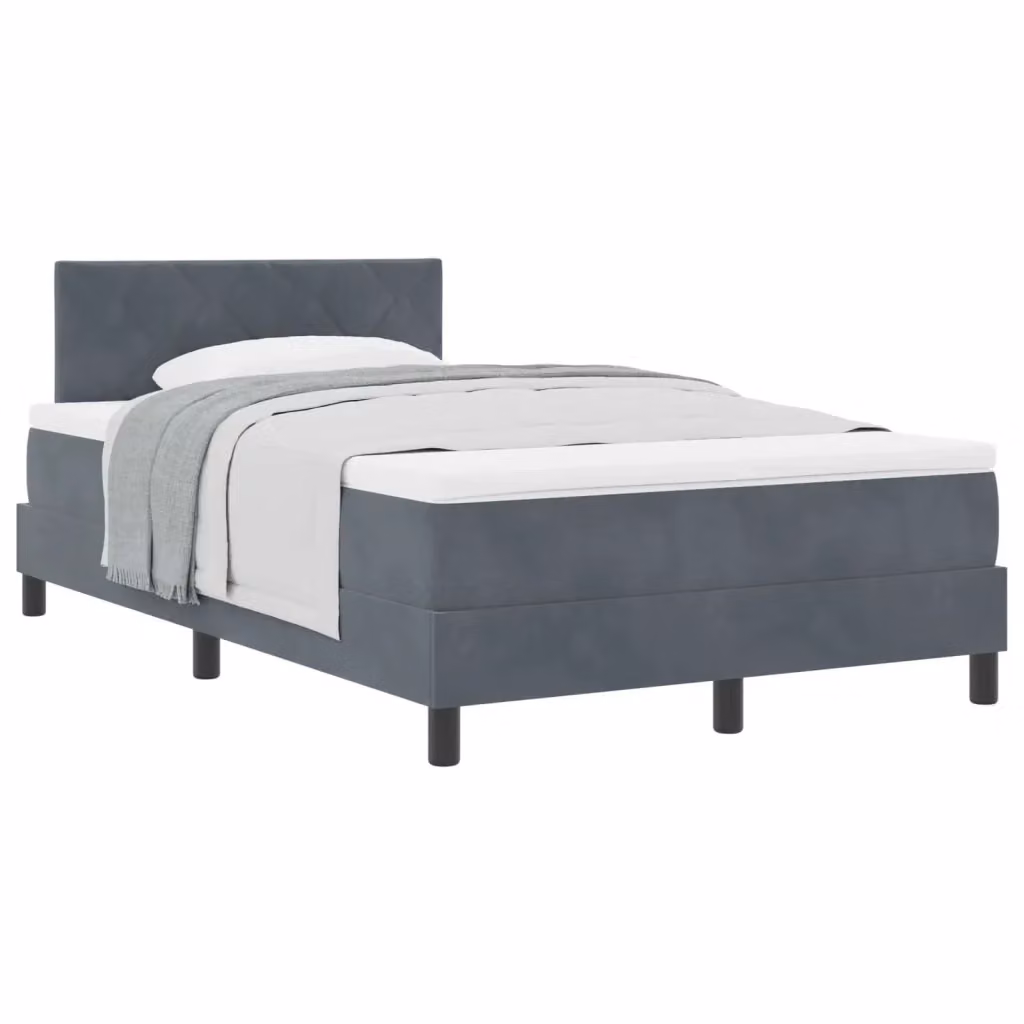 Letto a molle moderno vidaXL con testiera in velluto grigio, L/P/H: 120 x 200 x 88 cm – 2