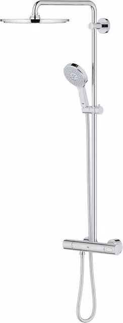 Sistema doccia Grohe con termostato, colonna rigida, doccetta e deviatoio, finitura cromata