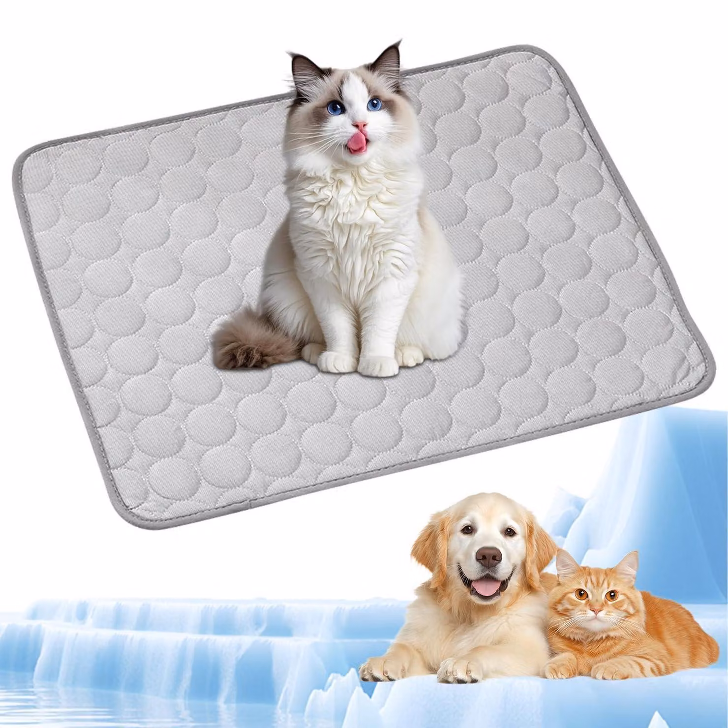 Tappetino refrigerante per animali domestici, autorigenerante, grigio, 70x55 cm, taglia L