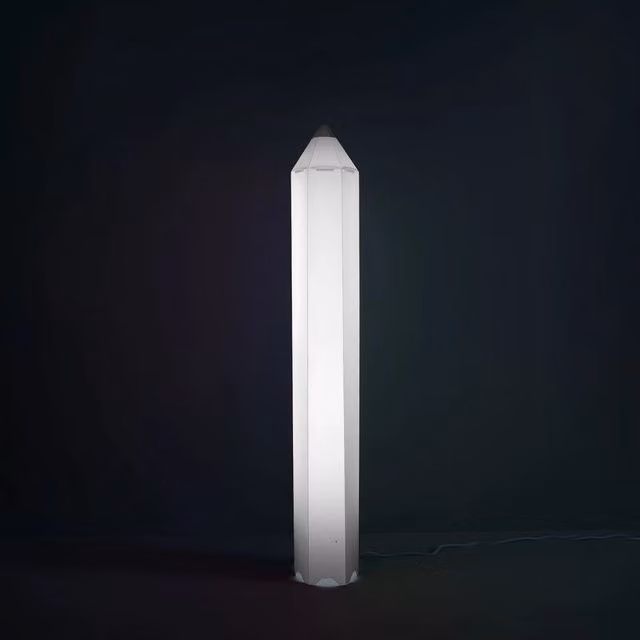 Piantana Moderna Linea Zero Pin Pen Polilux Bianco con Punta Nera, 2 Luci E27