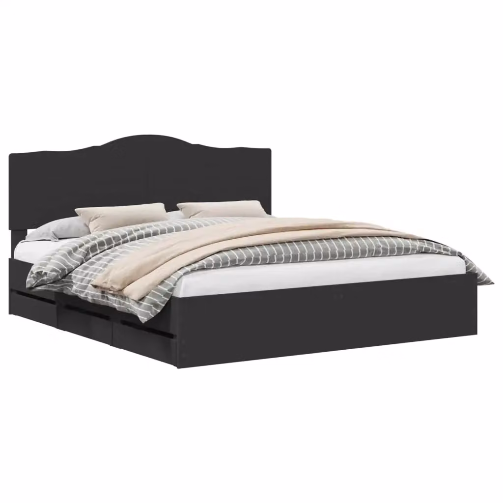 Struttura letto moderno con cassetti vidaXL in legno ingegnerizzato nero L/P/H: 180 x 200 x 206 cm – 2