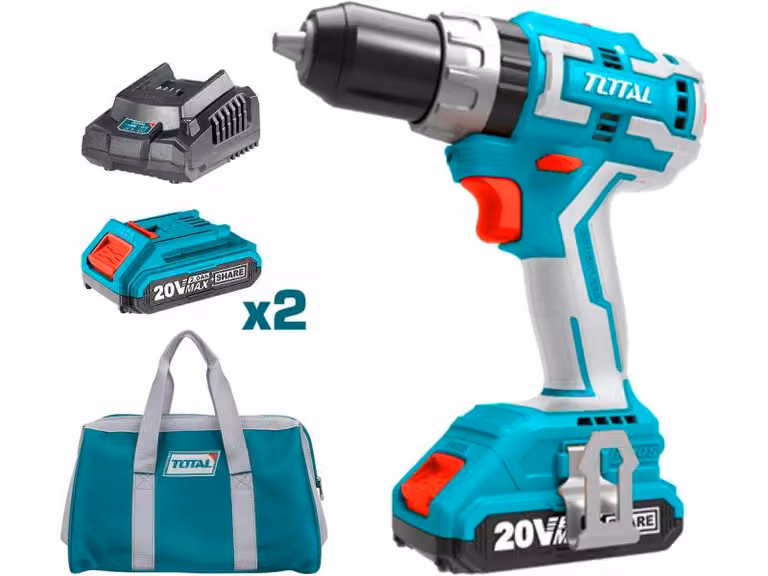 Trapano avvitatore a batteria Total TIDLI20608, senza spazzole, 2000mAh, industriale