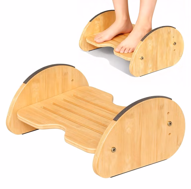 Poggiapiedi regolabile in legno per scrivania - Ergonomico e antiscivolo