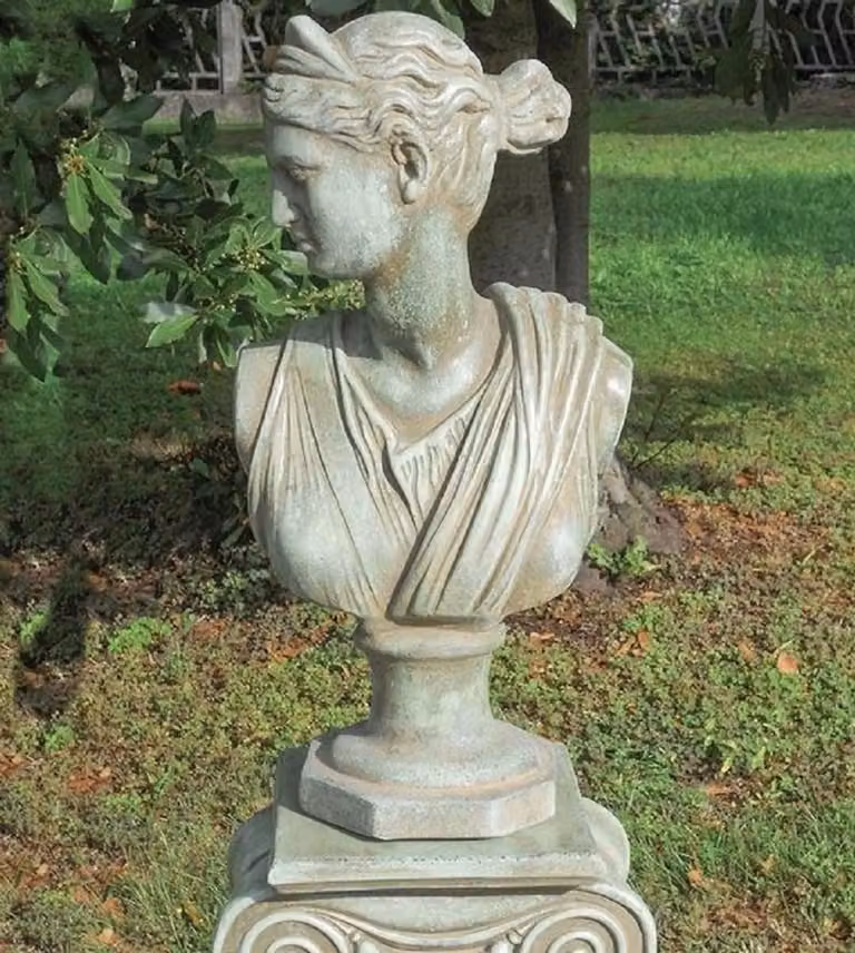 Casa Padrino Busto decorativo da giardino Art Nouveau Lady Verde Antico H. 45 cm