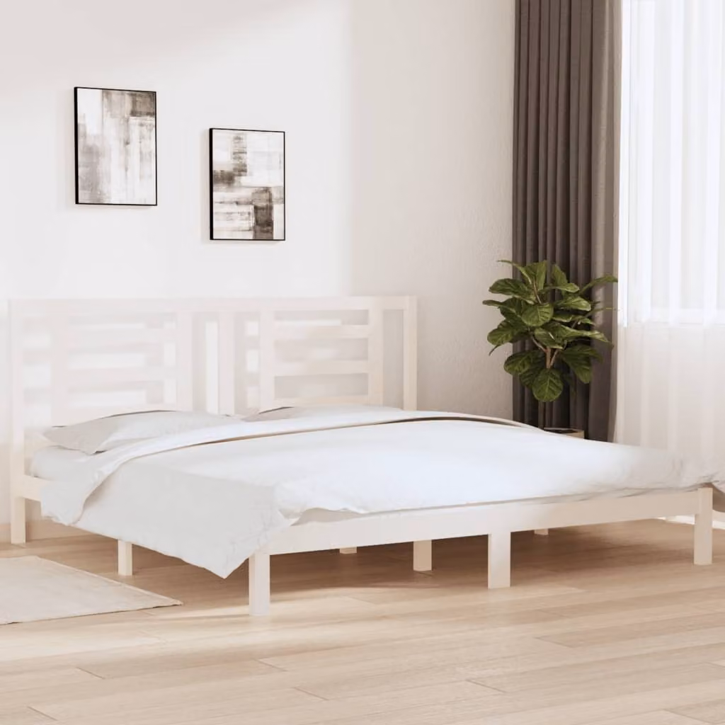The Living Store Letto in legno massiccio di pino bianco 200x200 cm