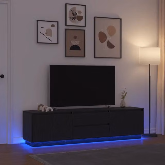 Mobile Porta TV con Luci LED Rovere Nero 193,5x41x50 cm 3328436