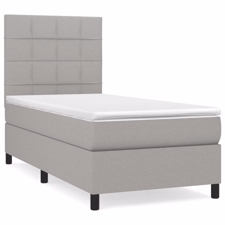Giroletto a Molle con Materasso Grigio Chiaro 90x190 cm Tessuto