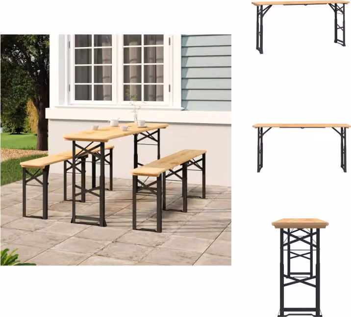 vidaXL Tavolo da birra pieghevole 170x50x75/105 cm in legno massiccio di abete - Tavoli da giardino