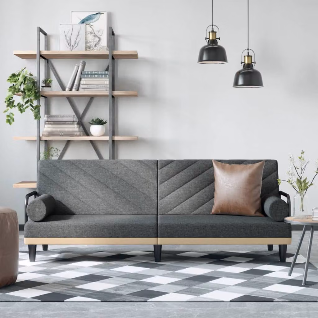 vidaXL Divano Letto Moderno con Braccioli in Tessuto Grigio