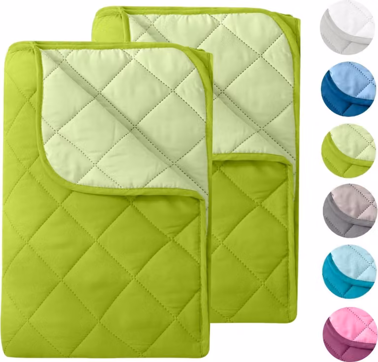 WOMETO 2 pezzi coperta estiva in microfibra 155x2200 verde I OEKO-TEX, resistente al lavaggio, coperta leggera per il campeggio e le giornate calde, utilizzabile senza fodera