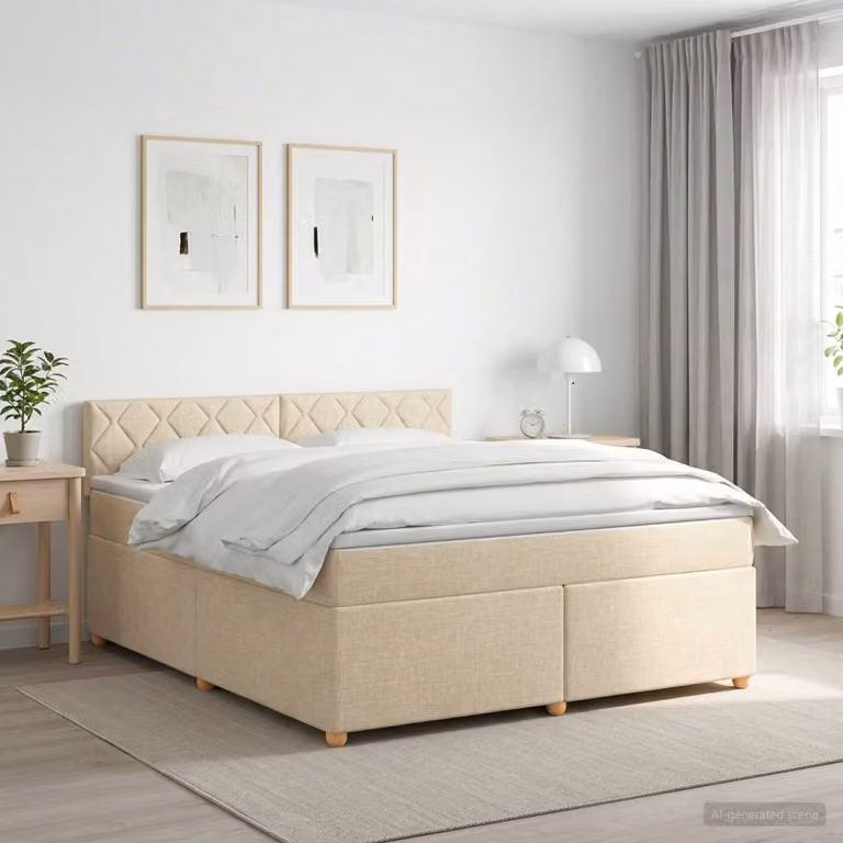 Letto box spring ibrido vidaXL con materasso a molle insacchettate, beige e bianco, L/P: 180 x 200 cm