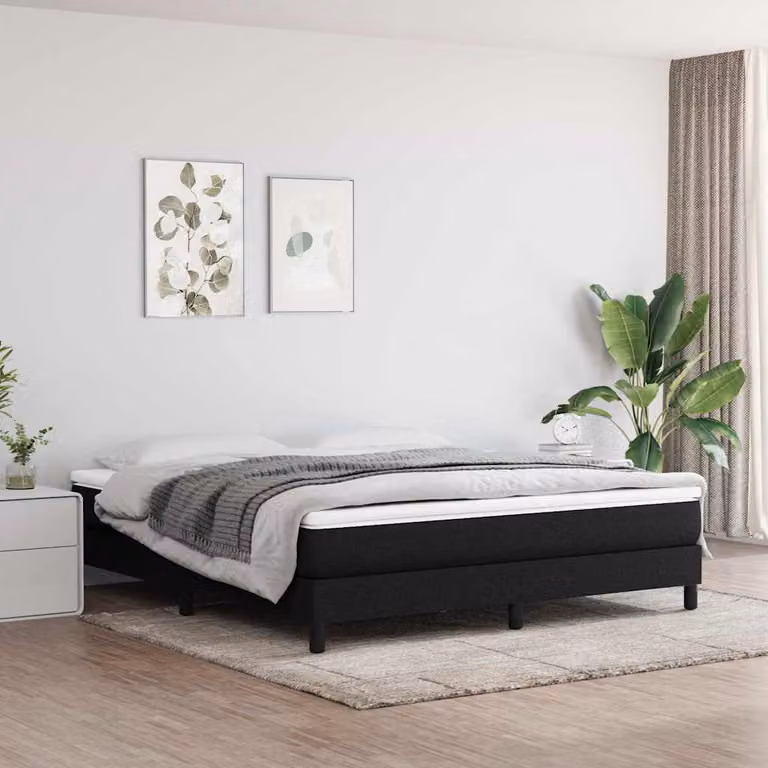 vidaXL Struttura Letto Imbottita in Tessuto Nero con Doghe Arcuate L: 160 cm, P: 200 cm, H: 25 cm