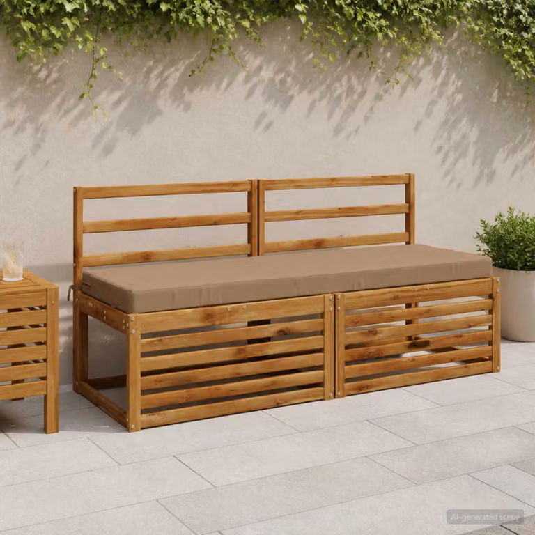 Set di 2 cuscini per panchina vidaXL SOEST in poliestere, rettangolari, beige o grigio, L: 140 cm x P: 50 cm x H: 5 cm