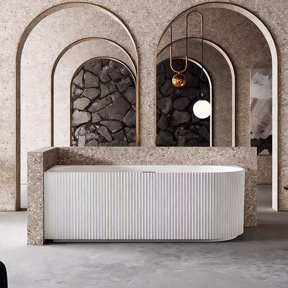 Vasca da bagno, vasca da bagno in acrilico, vasca da bagno indipendente, vasca da bagno a strisce, vasca da bagno a LED, vasca da bagno a parete sinistra.150*75*58cm/TW-L7683-150/