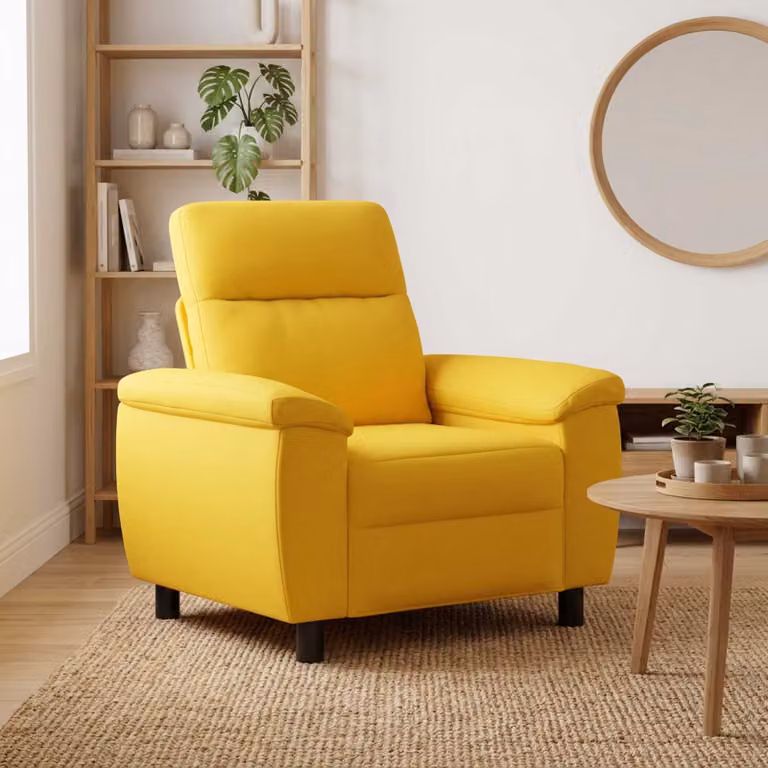 Divano moderno vidaXL in tessuto giallo, L 95 x P 90 x H 95 cm