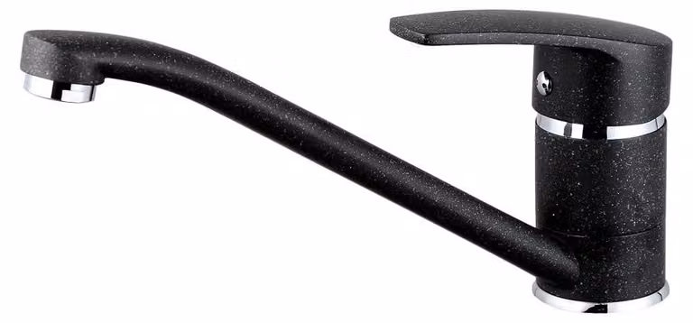 Miscelatore per cucina in granito nero, monocomando, girevole, 25,5 cm