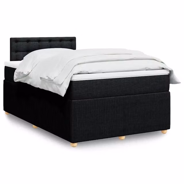 Letto Ibrido vidaXL con Giroletto a Molle e Materasso in Tessuto Nero e Bianco L/P/H: 120 x 190 x 100,5 cm