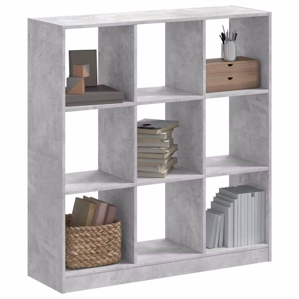 Libreria vidaXL in stile industriale grigio con finitura opaca, realizzata in legno e MDF, da appendere al muro, L: 102 cm, P: 32 cm, H: 108 cm