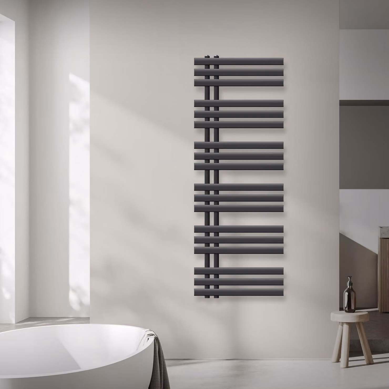 Radiatore da bagno LuxeBath design, 500x1400 mm, antracite, incl. set di montaggio, senza elemento riscaldante