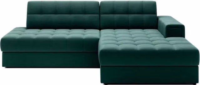 Divano angolare trasformabile CUBITO Meublorama verde con contenitore e letto L/P/H: 240 x 150 x 82 cm – 1