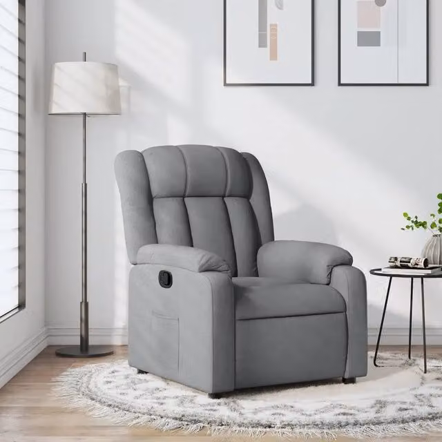 Poltrona Reclinabile Relax vidaXL in Tessuto Grigio con Braccioli e Regolazione Manuale