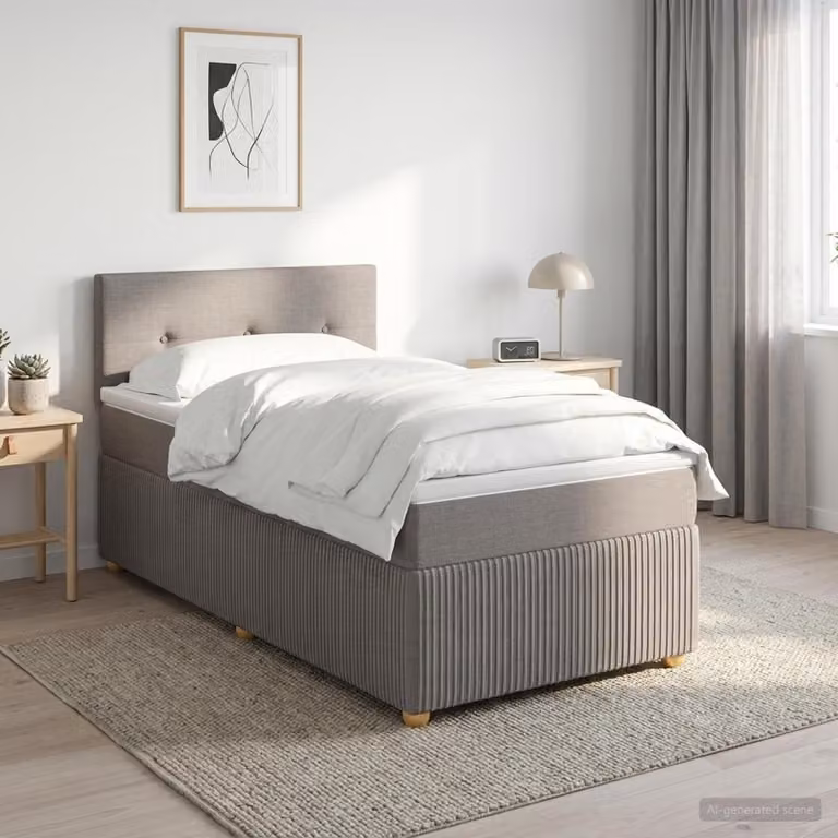 Letto box spring con materasso vidaXL in tessuto Tortora L/P: 90 x 200 cm